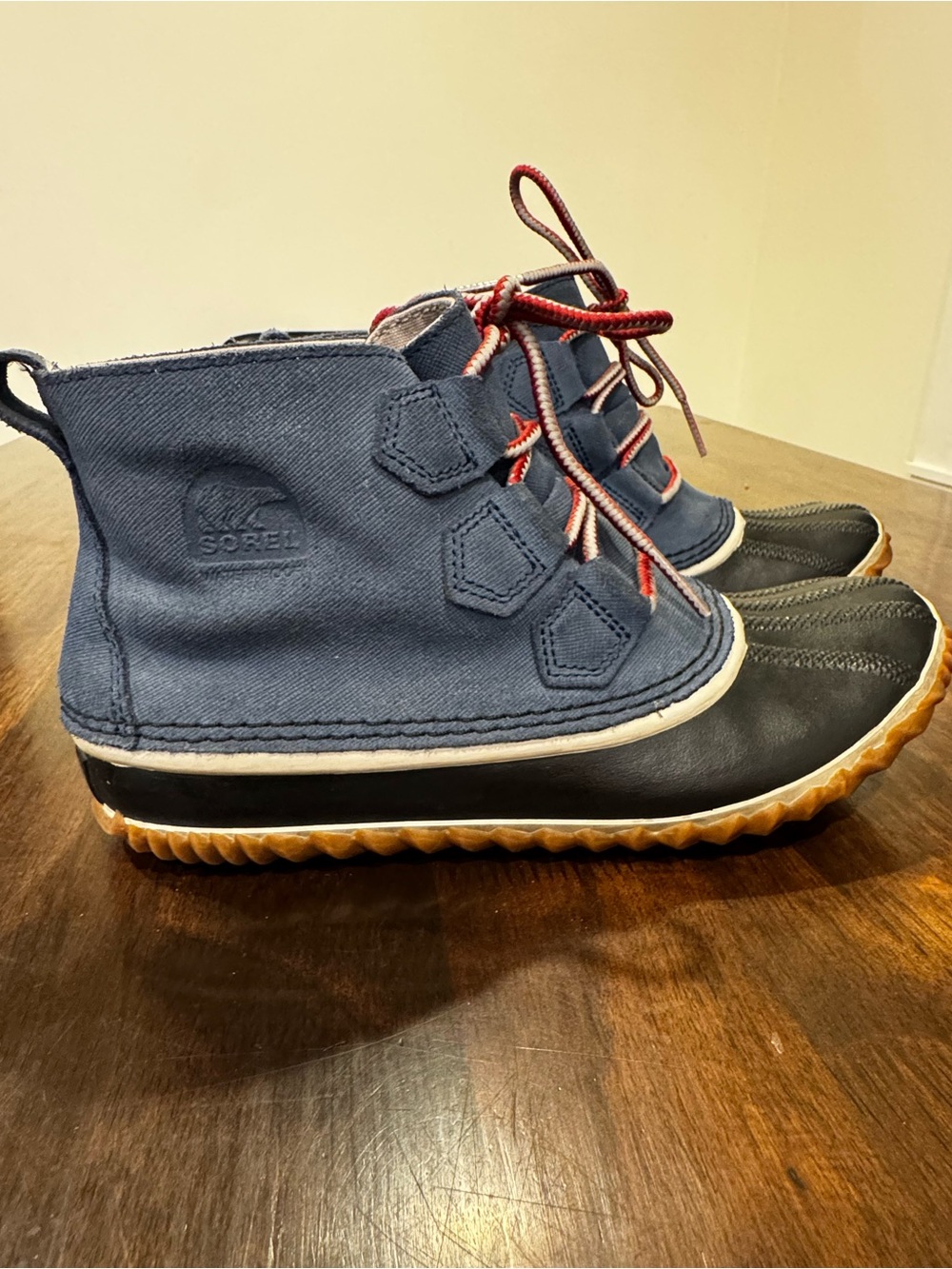 Sorel Womens Out ‘N About Blue Waterproof Lace Up Rain Duck Boots Size US 8